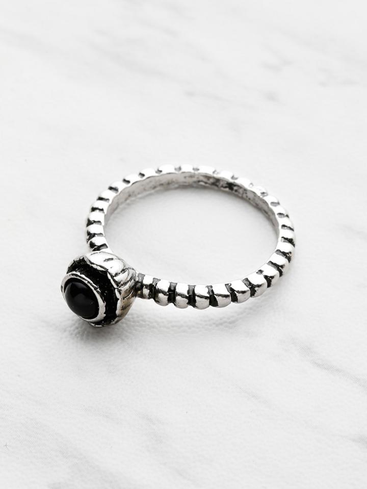 Shein Contrast Gemstone Textured Ring