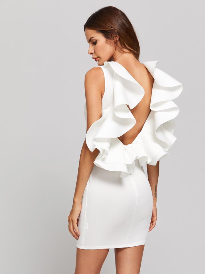 Shein Backless Bodycon Dress With Exaggerated Frill