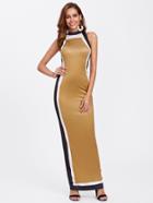 Shein Contrast Panel Halter Neck Column Dress
