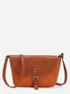 Shein Brown Faux Leather Front Flap Buckle Shoulder Bag