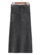 Shein Drawstring Waist Ribbed Knit Skirt