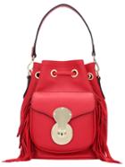 Shein Red Drawstring Tassel Pu Shoulder Bag