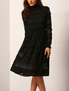 Shein Black High Neck Lace Slim Dress