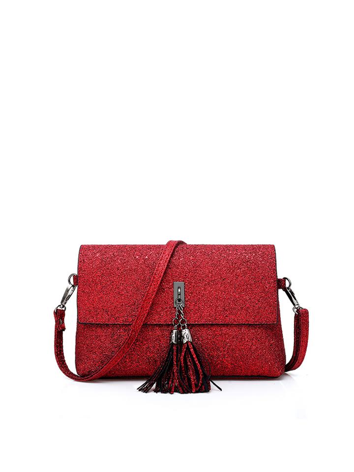 Shein Tassel Detail Sparkle Flap Bag