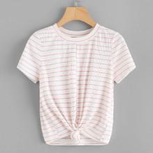 Shein Striped Print Ribbed Tee