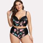 Shein Plus Flower Print Longline Bikini Set