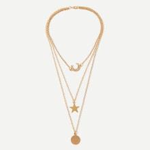 Shein Moon & Star Layered Chain Necklace