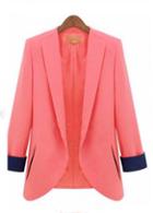 Rosewe Ol Style Turndown Collar Pink Suits With Long Sleeve