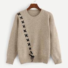 Shein Lace-up Asymmetrical Sweaters