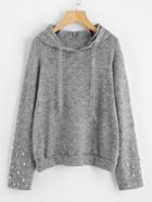 Shein Faux Pearl Hooded Sweater