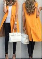 Rosewe Knee Length Back Slit Sleeveless Trench Coat