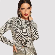 Shein Animal Print Twist Hem Tee