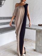 Shein Color-block Raglan Slit Maxi Dress