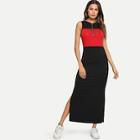 Shein Zip Front Color Block Shell Dress
