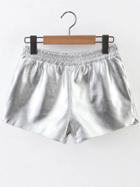 Shein Silver Elastic Waist Pu Shorts