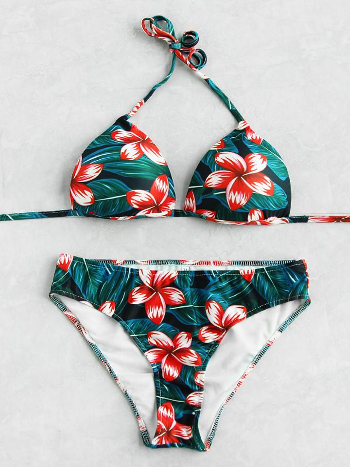 Shein Jungle Print Triangle Bikini Set