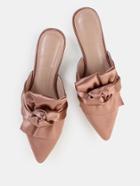 Shein Backless Satin Knotted Flats Pink