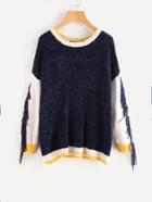 Shein Fringe Trim Color Block Jumper