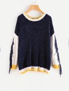 Shein Fringe Trim Color Block Jumper