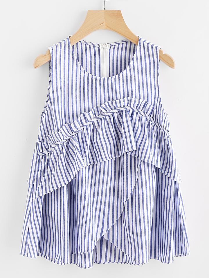 Shein Frill Trim Overlap Shell Top