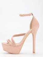 Shein Pink Satin Strap Platform High Heel Sandals
