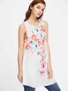 Shein Flower Print Curved Longline Swing Tank Top