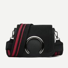 Shein Metal Ring Decor Shoulder Bag With Striped Strap