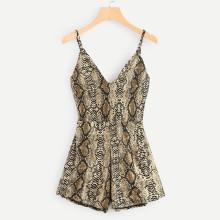 Shein Lace Up Back Snakeskin Jumpsuit