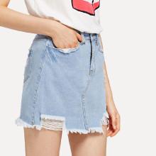 Shein 5 Pocket Destroyed Denim Skirt