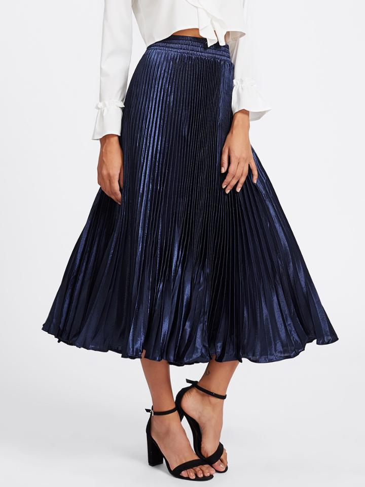 Shein Box Pleated Satin Skirt