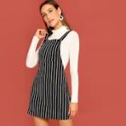 Shein Pocket Front Pinstripe Overall Dress