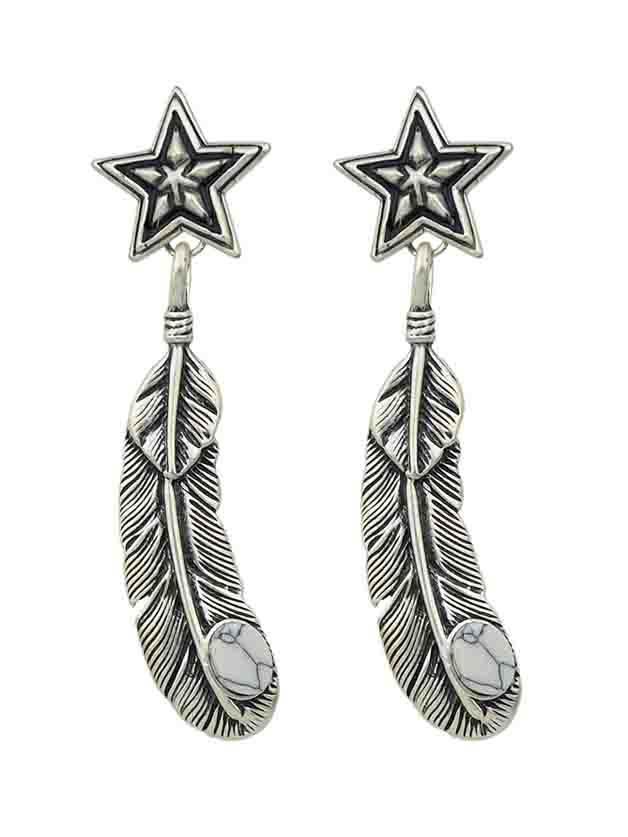 Shein Vintage Design Star Feather Shape Long Earrings