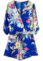 Shein Blue V Neck Floral Tie-waist Jumpsuit