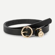 Shein Ring Buckle Pu Belt With Charm