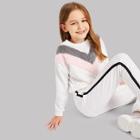 Shein Girls Faux Fur Chevron Pullover & Pants Set
