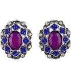 Shein Purple Blue Gemstone Silver Hollow Earrings