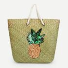 Shein Pineapple Pattern Straw Tote Bag