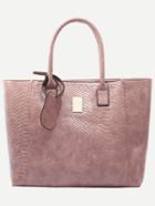 Shein Pink Crocodile Embossed Faux Leather Shopper Bag