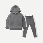 Shein Toddler Boys Tape Detail Hooded Sweatshirt With Pants