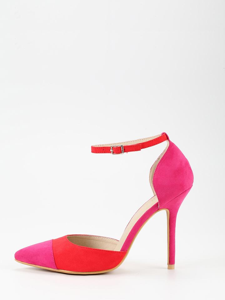 Shein Red & Orange Ankle Strap D'orsay Pumps