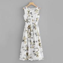 Shein Botanical Print Elastic Waist Tank Dress
