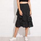Shein Tiered Layer Polka Dot Midi Skirt