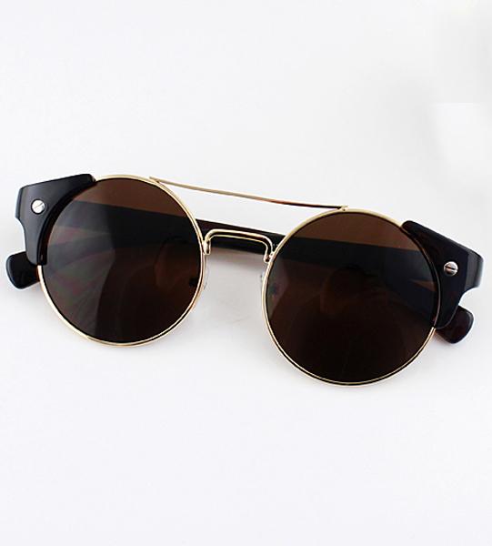 Shein Brown Lenses Gold Round Sunglasses