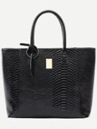 Shein Black Crocodile Embossed Faux Leather Shopper Bag
