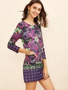 Shein Floral Print Pockets Tee Dress