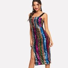 Shein Thick Strap Sequin Dress