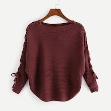 Shein Lace-up Sleeve Solid Jumper