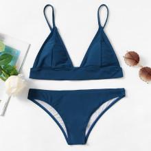 Shein Plus Solid Triangle Bikini Set