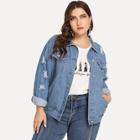 Shein Plus Ripped Detail Pocket Patched Jacket