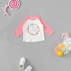 Shein Toddler Girls Letter & Floral Print Contrast Raglan Sleeve Tee
